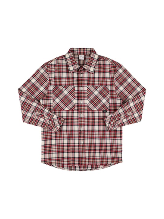 ASPESI: Check print cotton shirt - Red/Multi - kids-boys_0 | Luisa Via Roma