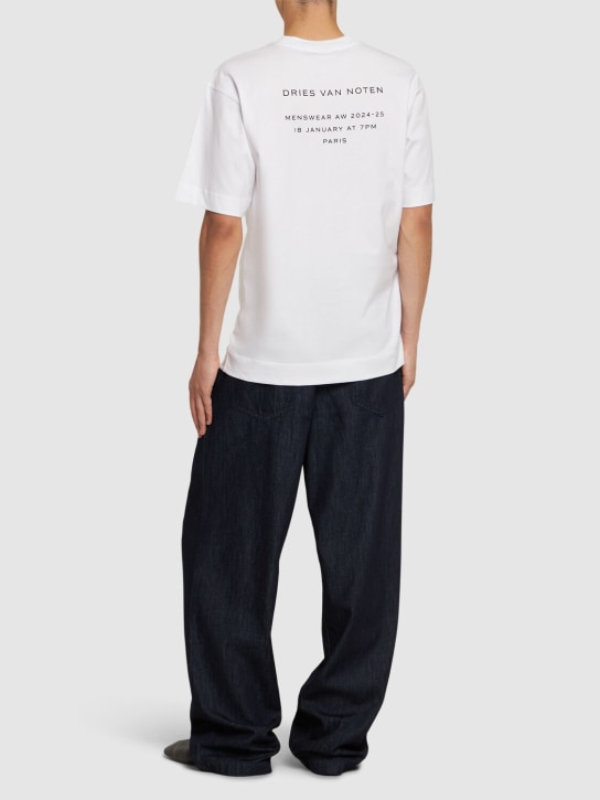 Dries Van Noten: T-shirt in jersey di cotone stampato - Bianco - men_1 | Luisa Via Roma