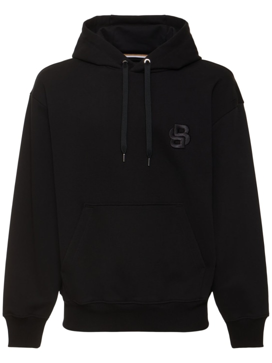 Boss: Sudadera de algodón con capucha - Negro - men_0 | Luisa Via Roma