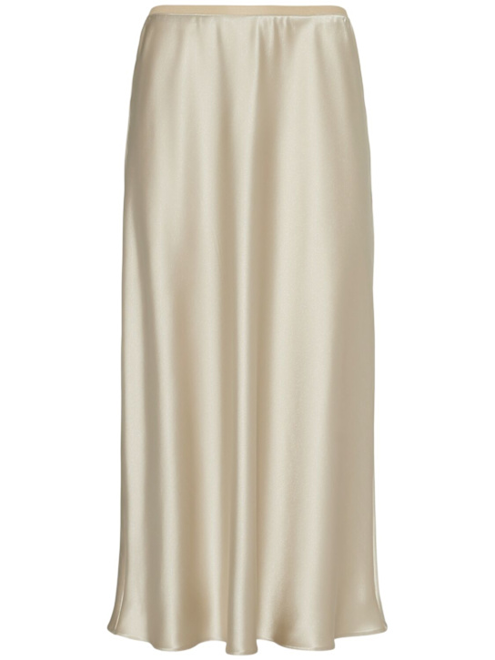 Max Mara: Carnet silk satin midi skirt - women_0 | Luisa Via Roma