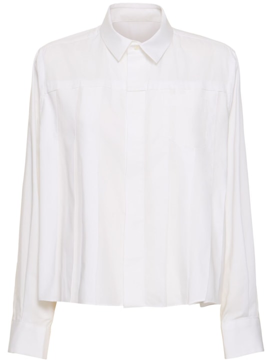 Sacai: Cotton blend poplin shirt - Off White - women_0 | Luisa Via Roma