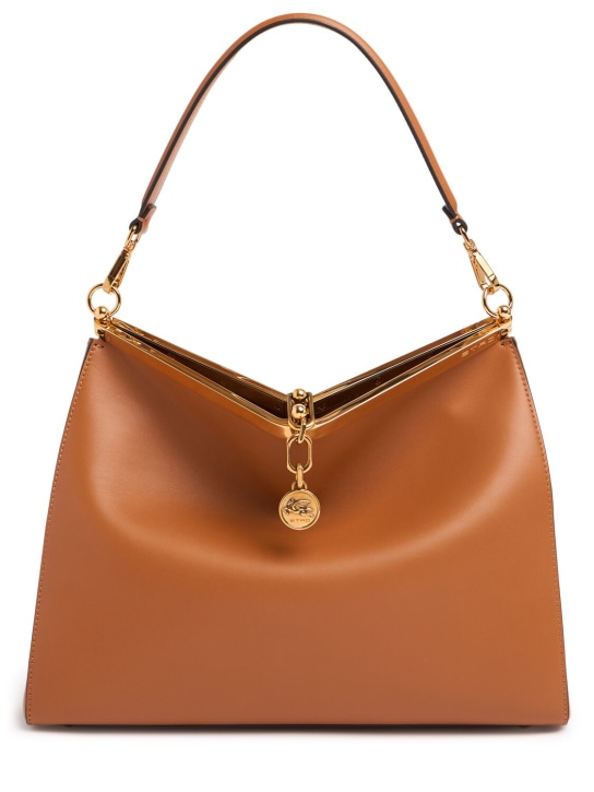 Etro: Large Vela leather shoulder bag - Bruciato - women_0 | Luisa Via Roma