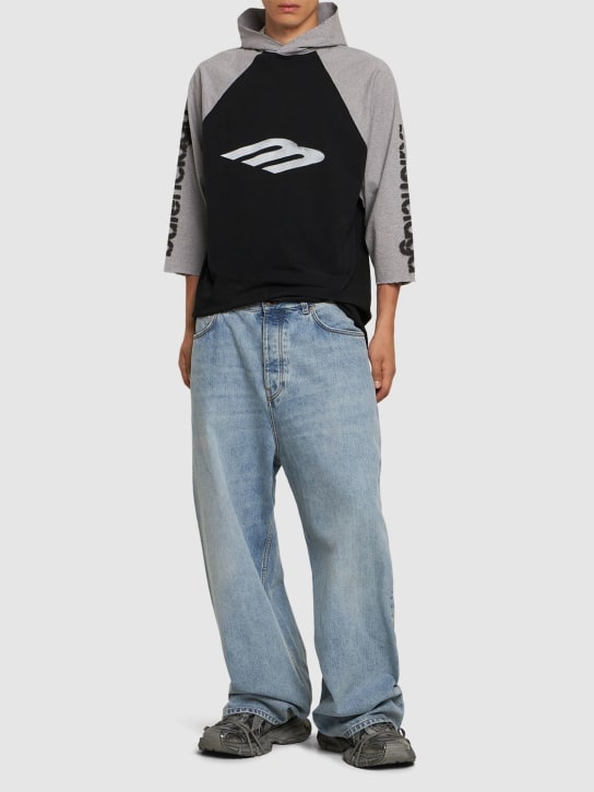 Balenciaga: Jeans baggy in cotone - Blu - men_1 | Luisa Via Roma