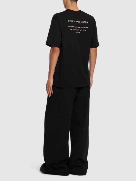 Dries Van Noten: Bedrucktes T-Shirt aus Baumwolljersey - Schwarz - men_1 | Luisa Via Roma