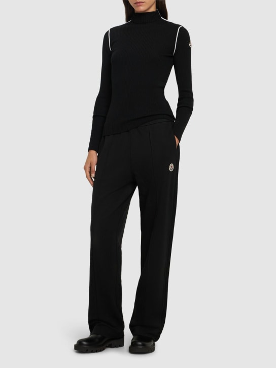 Moncler: Virgin wool turtleneck sweater - Black - women_1 | Luisa Via Roma