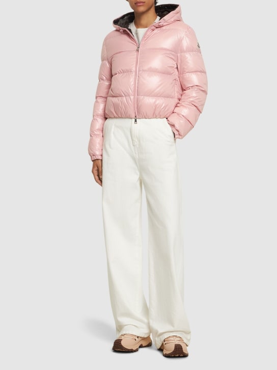 Moncler: Bayard nylon laqué down jacket - Pink - women_1 | Luisa Via Roma