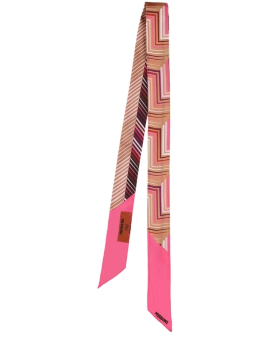 Missoni: Foulard bandeau en soie imprimée - Fuchsia - women_0 | Luisa Via Roma