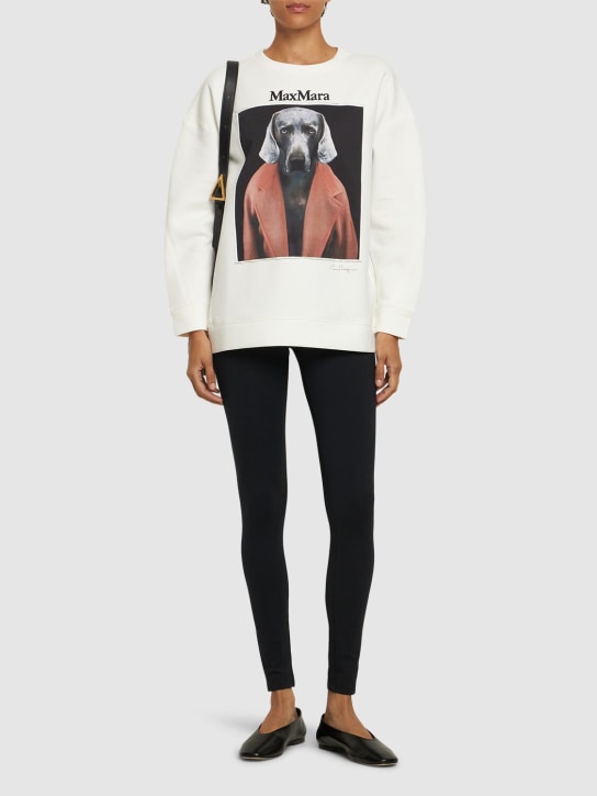 Max Mara: Bacco printed cotton jersey sweatshirt - Ivory/Pink - women_1 | Luisa Via Roma