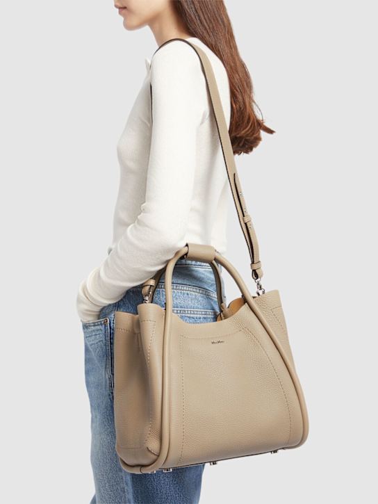 Max Mara: Medium Marin drummed leather bag - women_1 | Luisa Via Roma