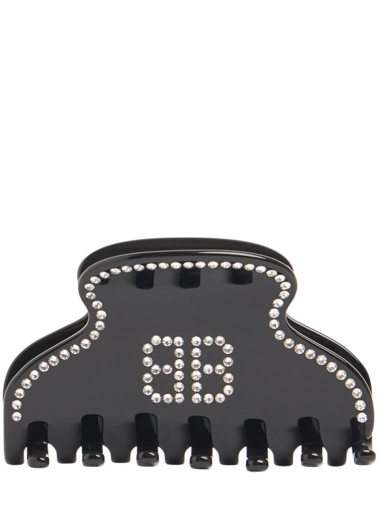 Balenciaga: Holli BB acetate blend hair grip - Black - women_0 | Luisa Via Roma