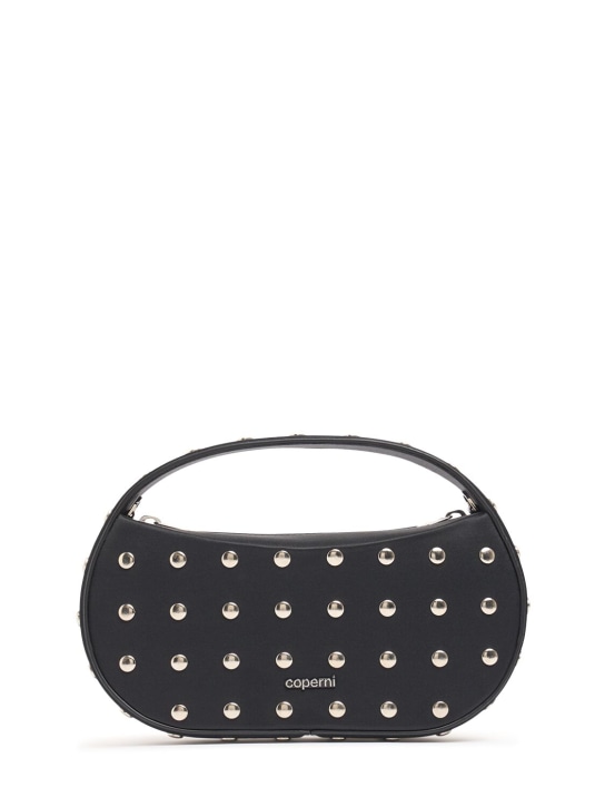 Coperni: Small Sound Swipe studded top handle bag - Black/Silver - women_0 | Luisa Via Roma