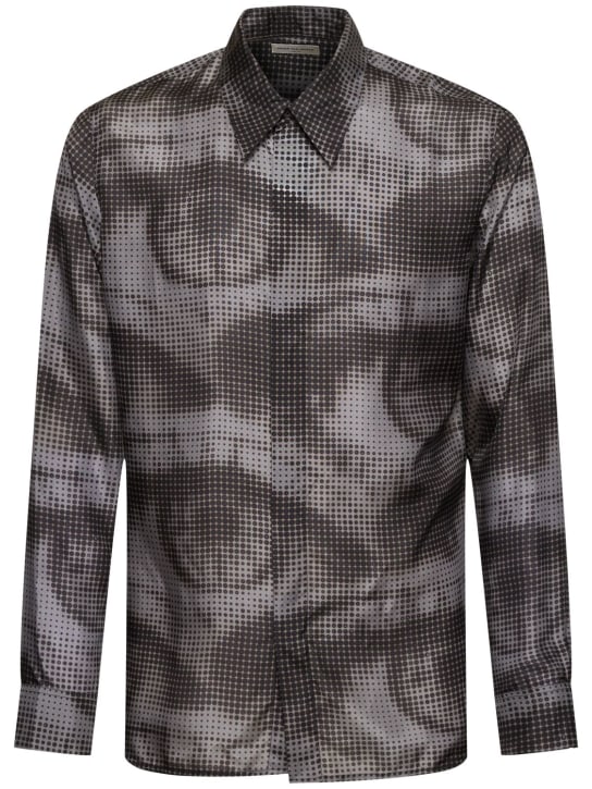 Dries Van Noten: Chemise en soie imprimée Carvies - Anthracite - men_0 | Luisa Via Roma