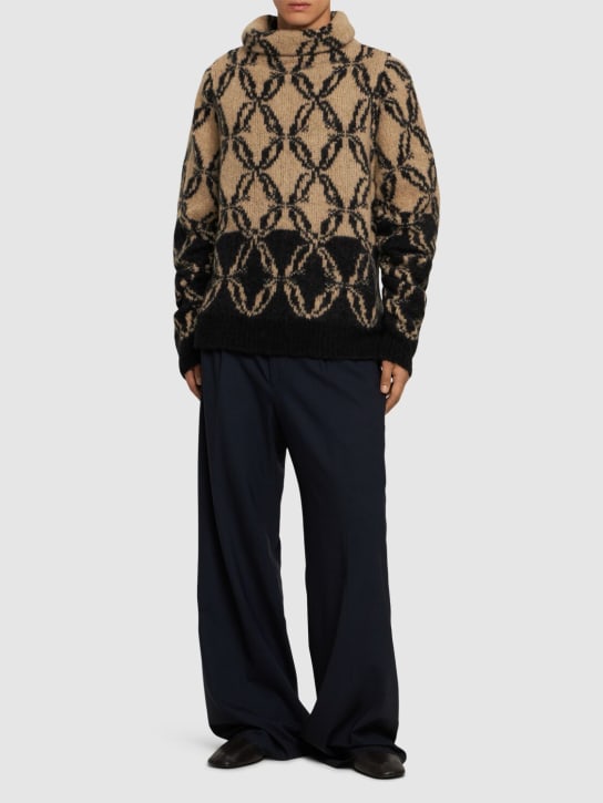 Dries Van Noten: Maglia collo alto jacquard Monier - Natural - men_1 | Luisa Via Roma