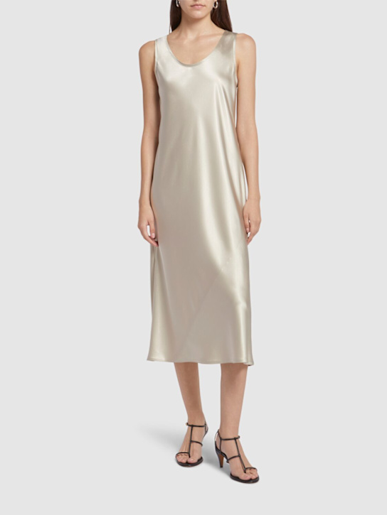Max Mara: Banjo silk satin midi dress - women_1 | Luisa Via Roma