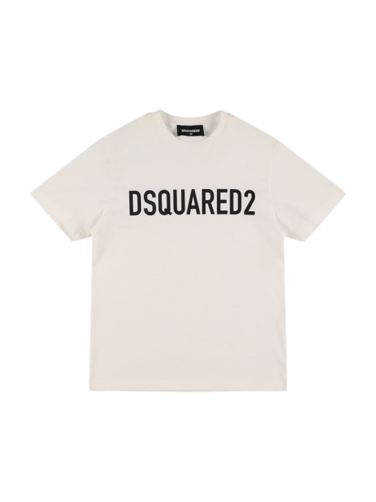 Dsquared2: Camiseta de jersey de algodón estampada - Blanco - kids-boys_0 | Luisa Via Roma