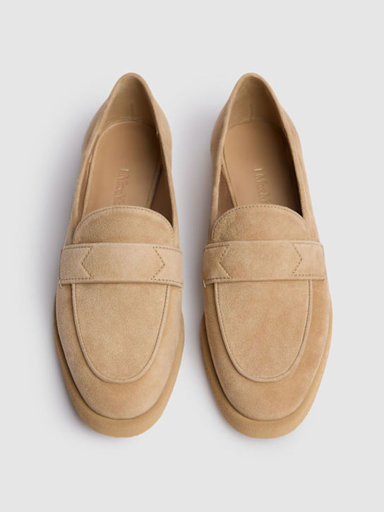 Max Mara: 20mm Softmoc suede loafers - Taupe - women_2 | Luisa Via Roma