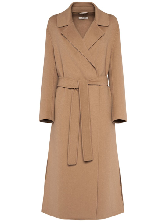 'S Max Mara: Livia belted wool long coat - Camel - women_0 | Luisa Via Roma