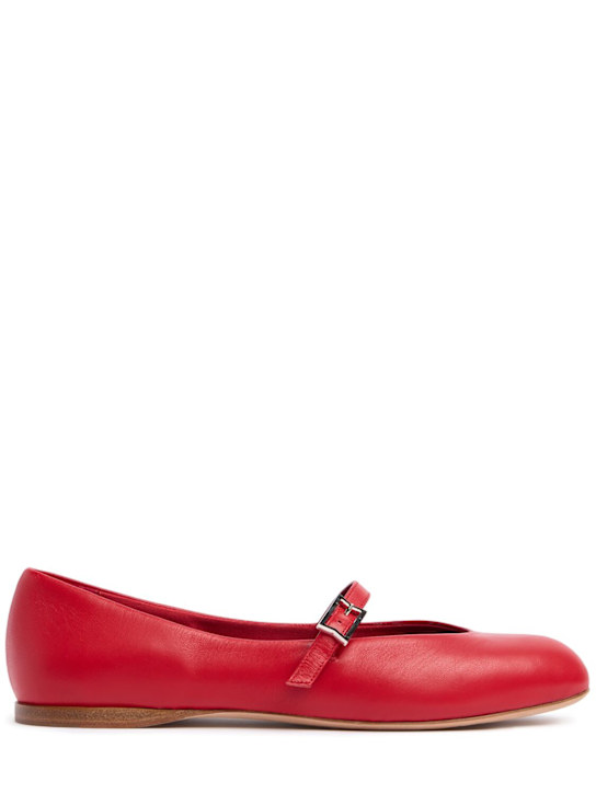 Max Mara: 10mm MMBallet leather ballerina flats - women_0 | Luisa Via Roma