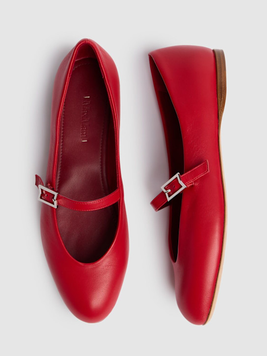 Max Mara: 10mm MMBallet leather ballerina flats - women_1 | Luisa Via Roma