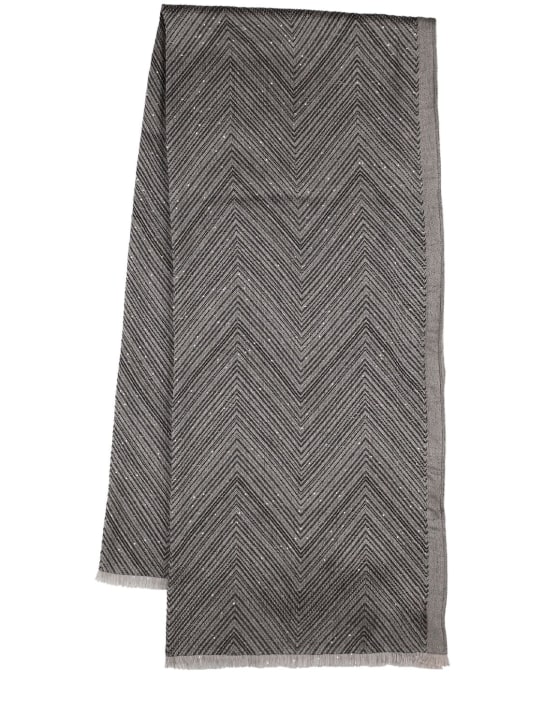 Missoni: Printed wool blend scarf - Grey - women_0 | Luisa Via Roma