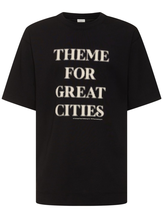 Dries Van Noten: Bedrucktes T-Shirt aus Baumwolljersey - Schwarz - men_0 | Luisa Via Roma