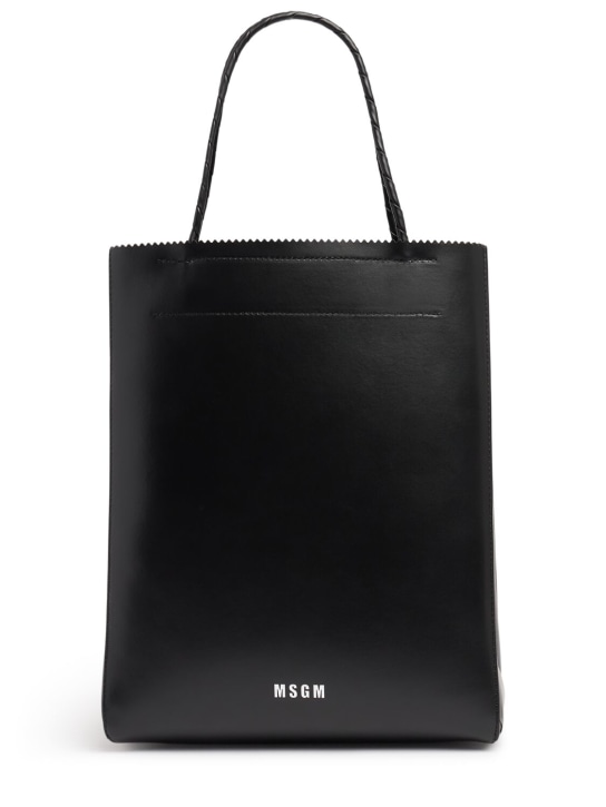 MSGM: Medium Matte Shopping leather bag - women_0 | Luisa Via Roma