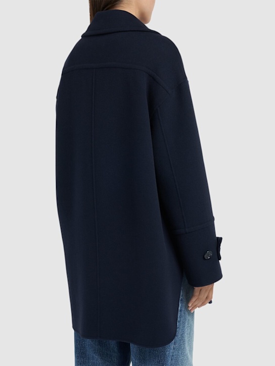 'S Max Mara: Vania wool double breasted short coat - Navy - women_3 | Luisa Via Roma