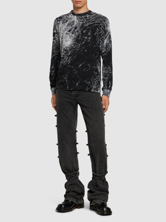 Alexander McQueen: T-shirt en coton imprimé - Noir - men_1 | Luisa Via Roma