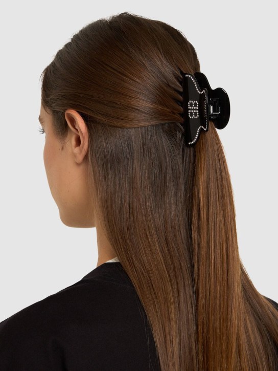Balenciaga: Holli BB acetate blend hair grip - Black - women_1 | Luisa Via Roma
