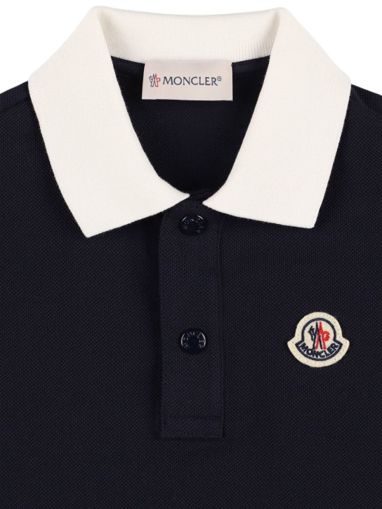 Moncler: Polo de algodón piquet - Azul Medianoche - kids-boys_1 | Luisa Via Roma