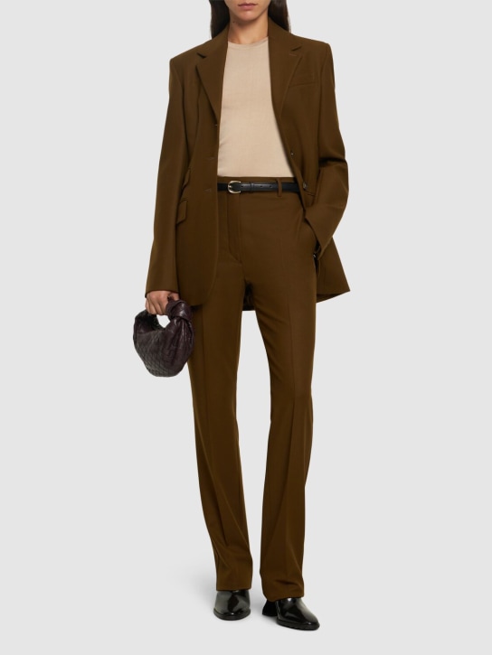 Sportmax: Mora12 flannel straight pants - Khaki - women_1 | Luisa Via Roma