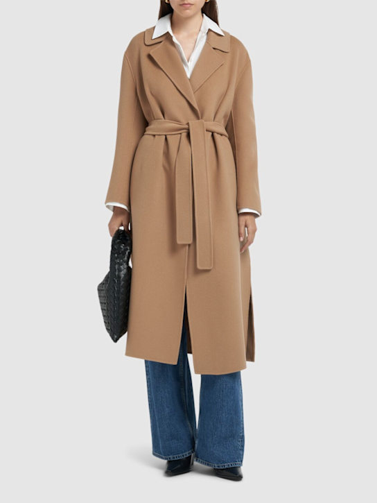 'S Max Mara: Livia belted wool long coat - Camel - women_1 | Luisa Via Roma