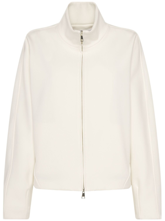 Max Mara: Plava neoprene zip jacket - women_0 | Luisa Via Roma