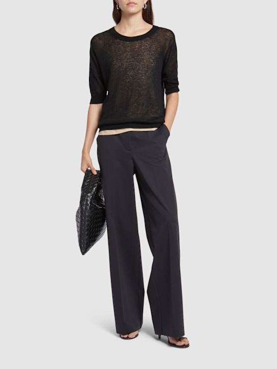 Max Mara: Negelia 3/4 sleeve wool gauze top - women_1 | Luisa Via Roma