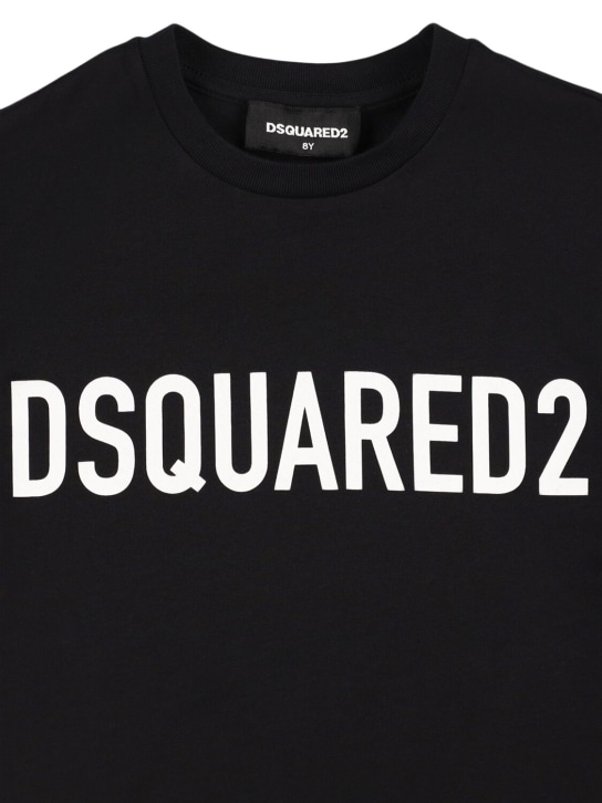 Dsquared2: T-shirt en jersey de coton imprimé - Noir - kids-boys_1 | Luisa Via Roma