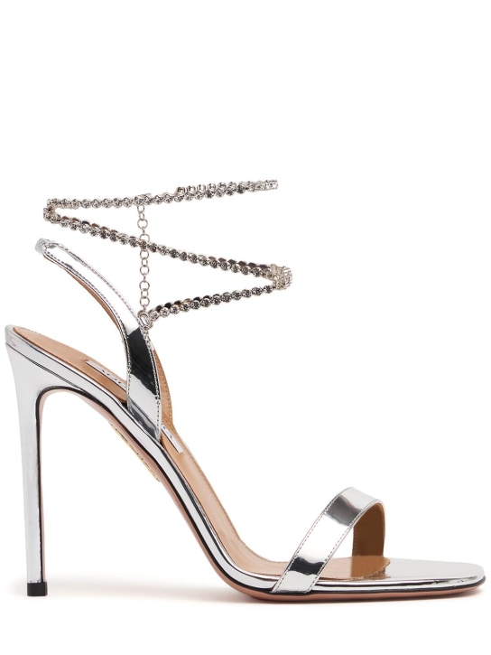 Aquazzura: 105毫米Careless Whisper金属色凉鞋 - 银色 - women_0 | Luisa Via Roma