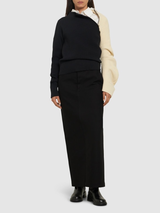 Sacai: Knit bicolor sweater - Black/White - women_1 | Luisa Via Roma