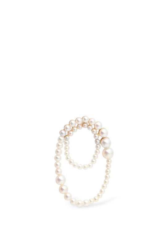 Sophie Bille Brahe: Embrassée 14kt & pearl mono earring - Pearl - women_0 | Luisa Via Roma