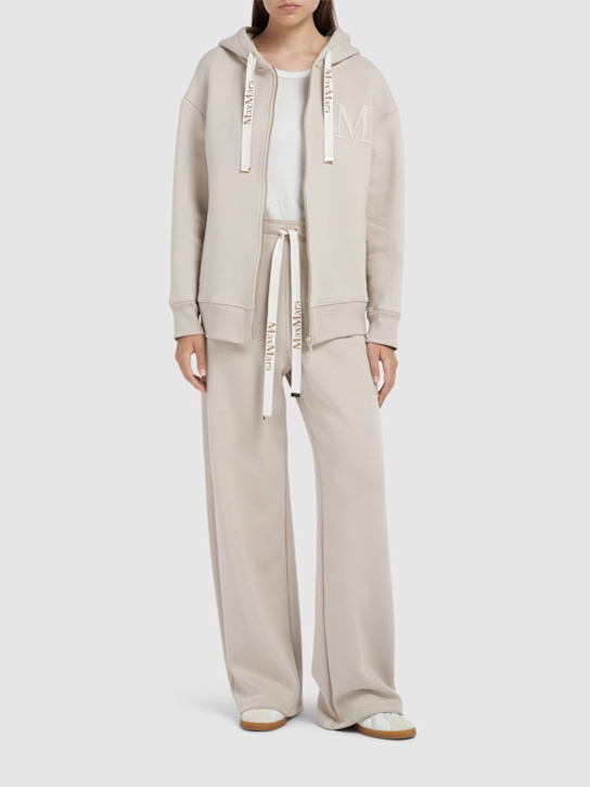 'S Max Mara: Pecos jersey zip up hooded sweatshirt - women_1 | Luisa Via Roma