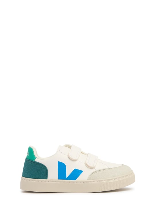 Veja: Riemensneakers aus chromfreiem Leder „V10“ - Weiß/Blau - kids-boys_0 | Luisa Via Roma