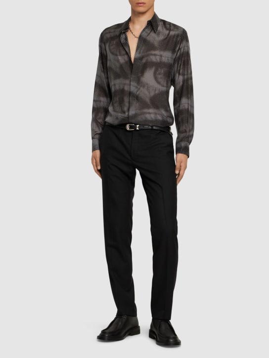 Dries Van Noten: Chemise en soie imprimée Carvies - Anthracite - men_1 | Luisa Via Roma