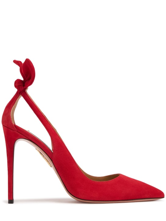 Aquazzura: 105mm Bow Tie suede pumps - women_0 | Luisa Via Roma