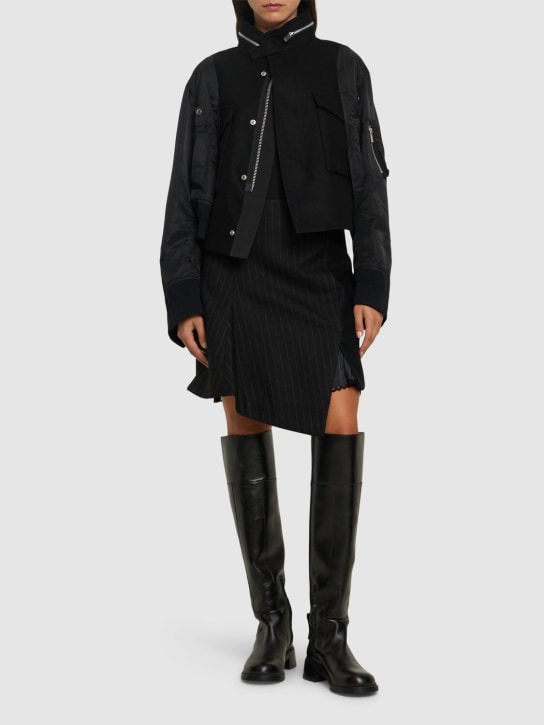 Sacai: Chaqueta de sarga de nylon - women_1 | Luisa Via Roma