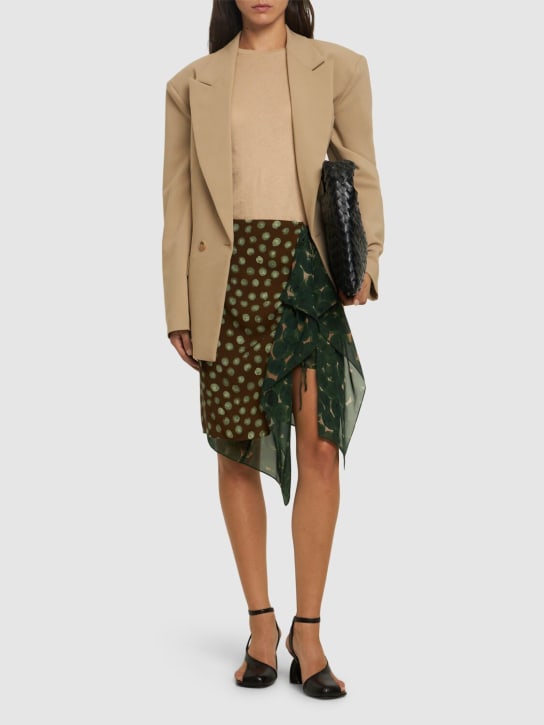 Dries Van Noten: Simili printed satin midi skirt - Brown/Multi - women_1 | Luisa Via Roma