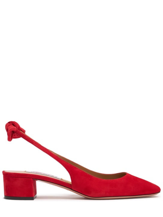 Aquazzura: 35mm Very Bow Tie suede slingbacks - women_0 | Luisa Via Roma