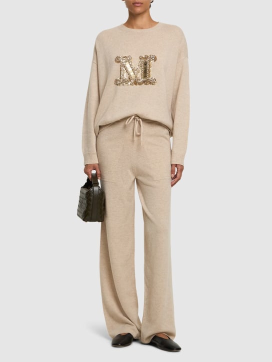 Max Mara: Vicolo wool knit logo sweater - Beige - women_1 | Luisa Via Roma