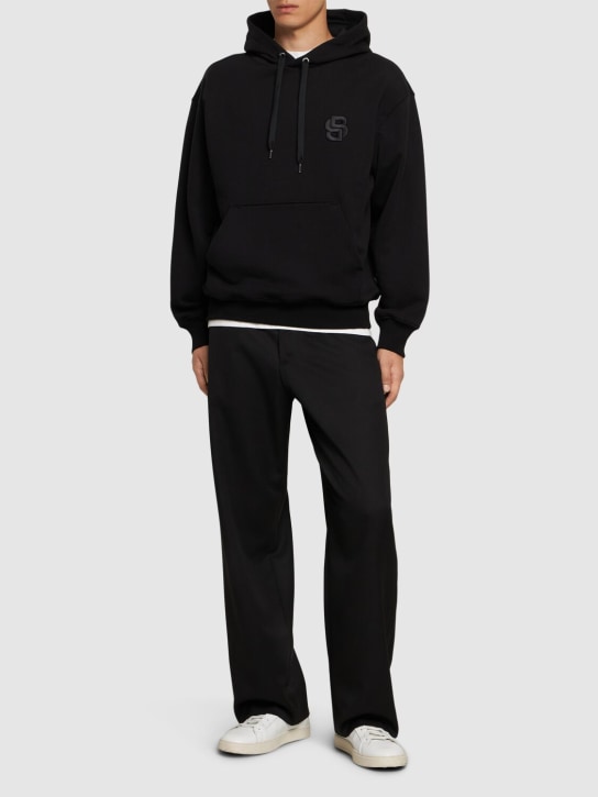 Boss: Sullivan hooded cotton sweatshirt - Black - men_1 | Luisa Via Roma