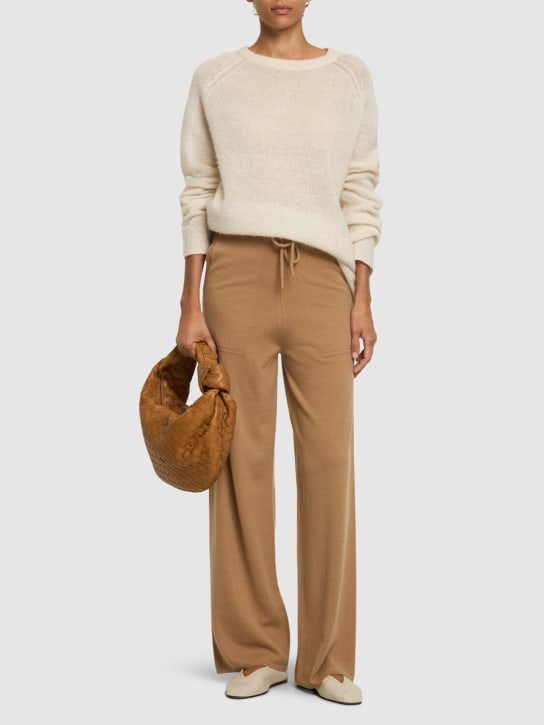 Max Mara: Rino wool knit wide jogger pants - Camel - women_1 | Luisa Via Roma