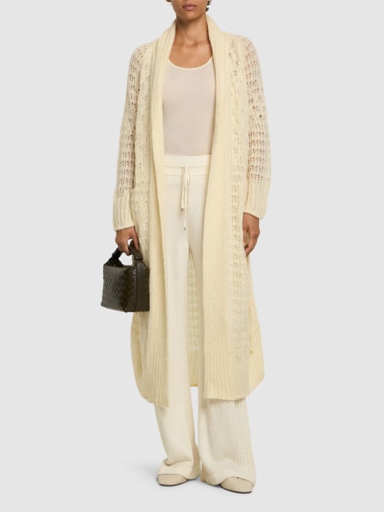 Ermanno Scervino: Openwork mohair blend long cardigan - Ivory - women_1 | Luisa Via Roma