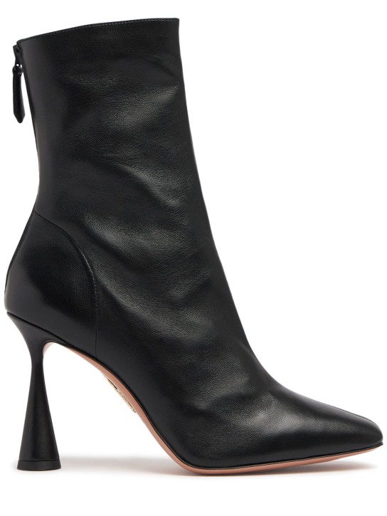 Aquazzura: 95mm Amore leather ankle boots - Black - women_0 | Luisa Via Roma